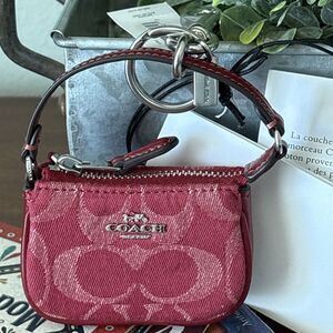 NWT Coach Mini Nolita Bag Charm In Signature Red Denim